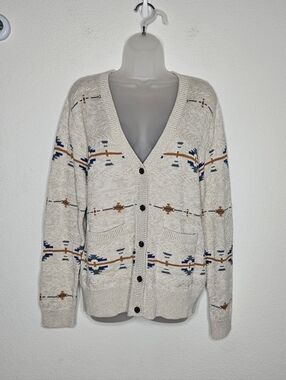 Pendleton Alpaca Blend Southwestern Cardigan Sweater Cream Aztec Button Front M